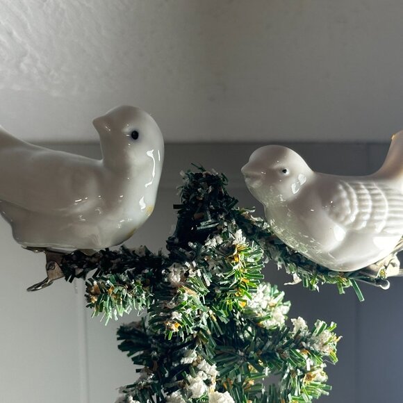 Porcelain Dove Bird Ornaments Two Clip on Christmas Tree Holiday Home Decor - Picture 8 of 8